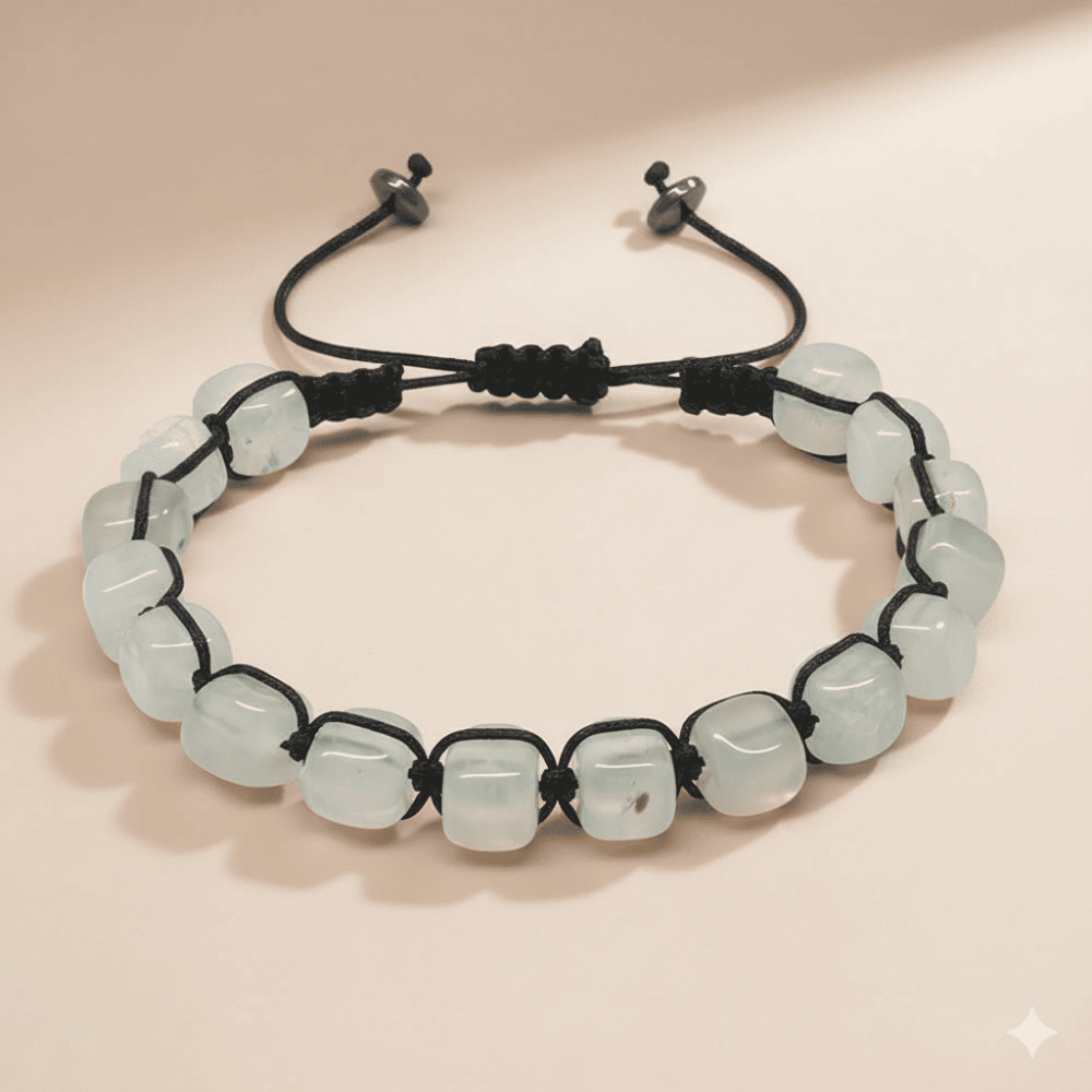 Makrome Örgülü Sıralı Küp Kesim Açık Mavi Akik Doğaltaş Bileklik - 3