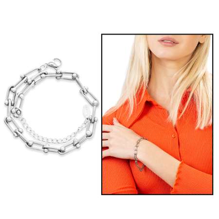 Marina Tasarım Gümüş Renk Çelik Kadın Bileklik - Tesbihane