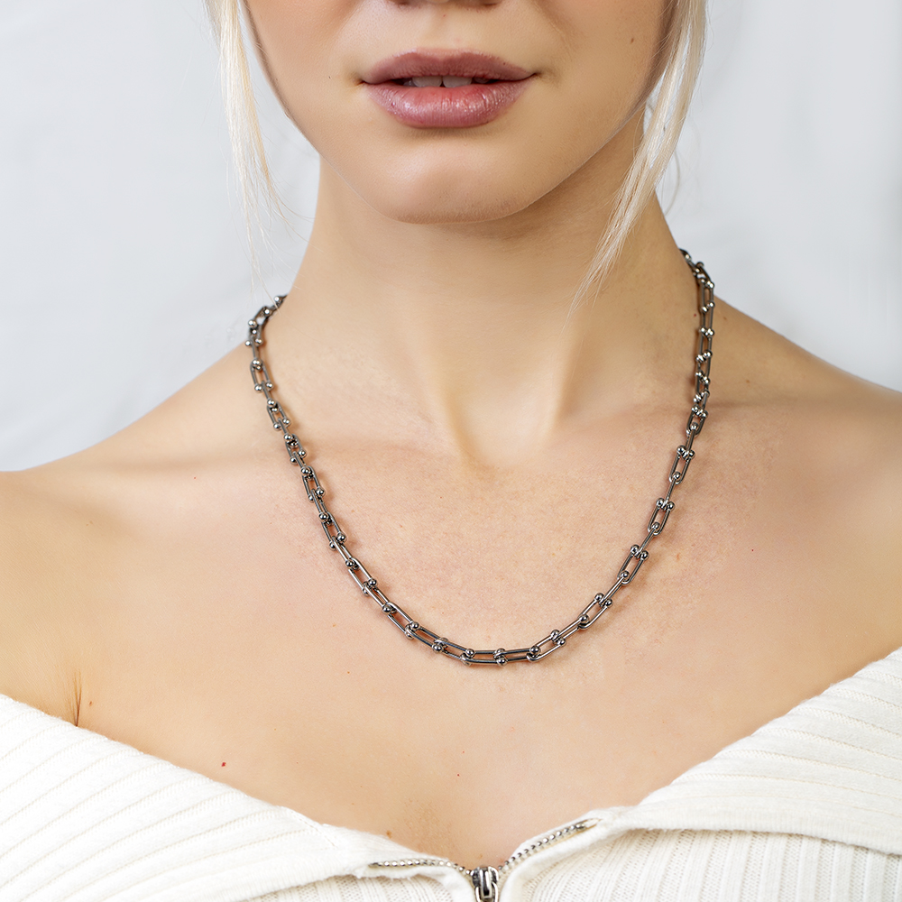 Kadın Çelik Zincir - Marina Model - Gümüş Renk - 55 cm Uzunluk - 6,5 mm Genişlik - 3