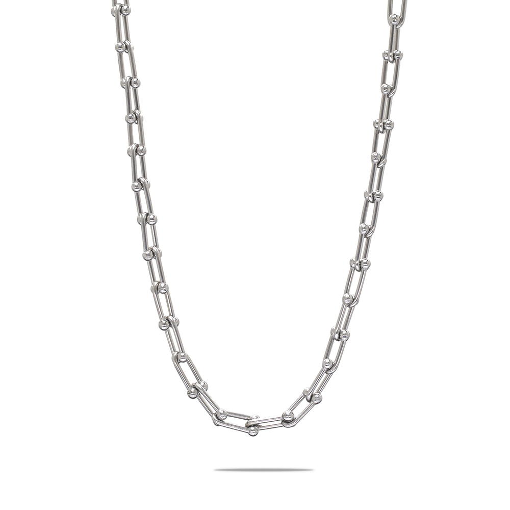 Kadın Çelik Zincir - Marina Model - Gümüş Renk - 55 cm Uzunluk - 6,5 mm Genişlik - 6