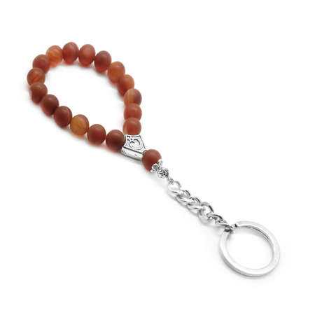 Mat Akik Doğaltaş Krom Çelik Kombinli Tesbih Anahtarlık - Tesbihane