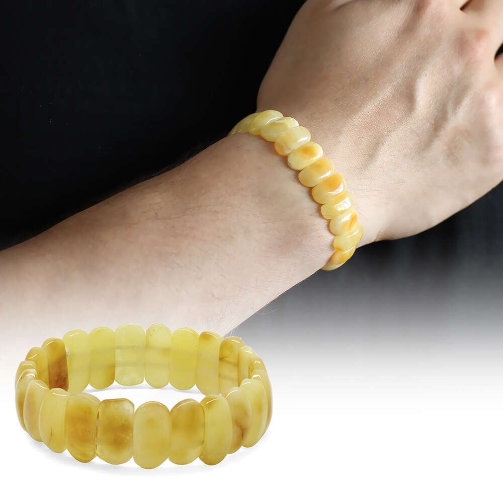 Mat Kristal Sarı Doğal Damla Kehribar Rolex Bileklik - 1