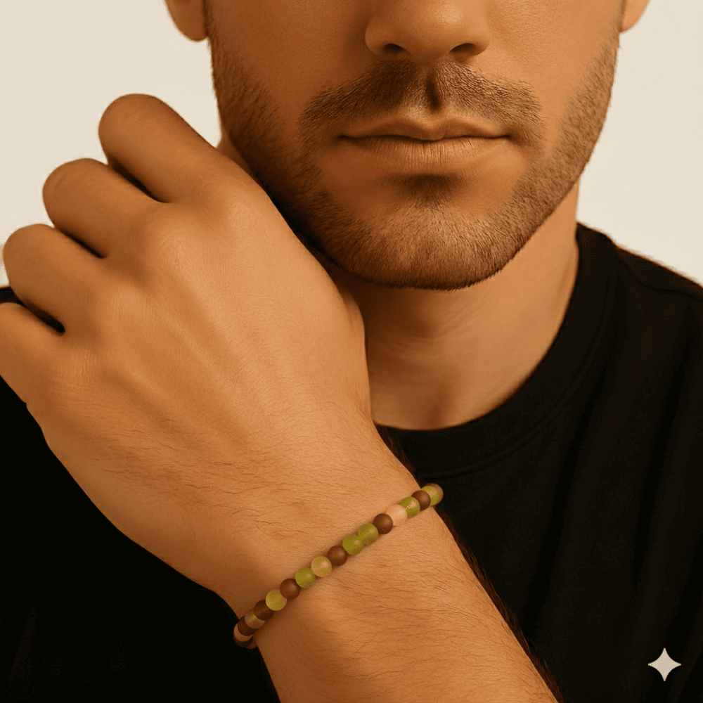 Mat Multicolor Renk Natural Form Doğal Damla Kehribar Erkek Bileklik - 2