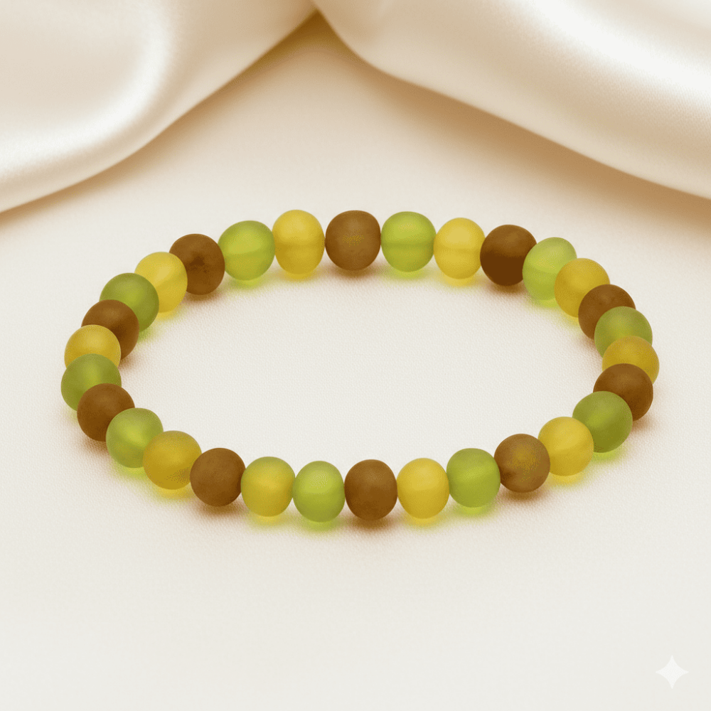 Mat Multicolor Renk Natural Form Doğal Damla Kehribar Erkek Bileklik - 3