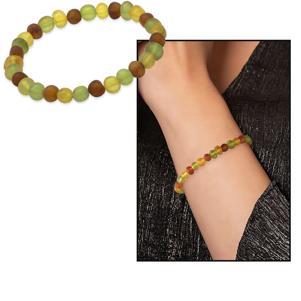 Mat Multicolor Renk Natural Form Doğal Damla Kehribar Kadın Bileklik - 5
