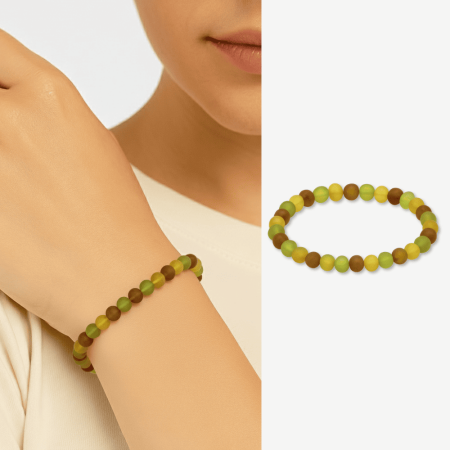 Mat Multicolor Renk Natural Form Doğal Damla Kehribar Kadın Bileklik - Tesbihane