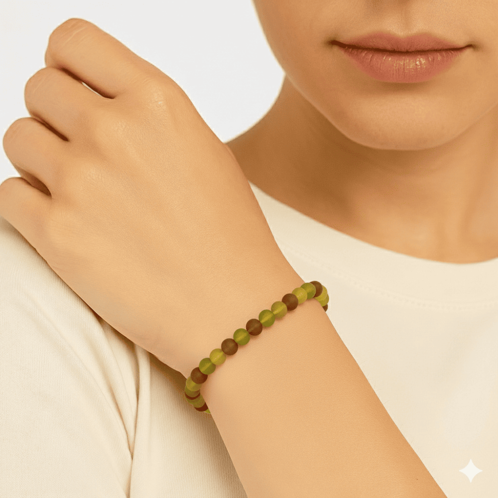 Mat Multicolor Renk Natural Form Doğal Damla Kehribar Kadın Bileklik - 2