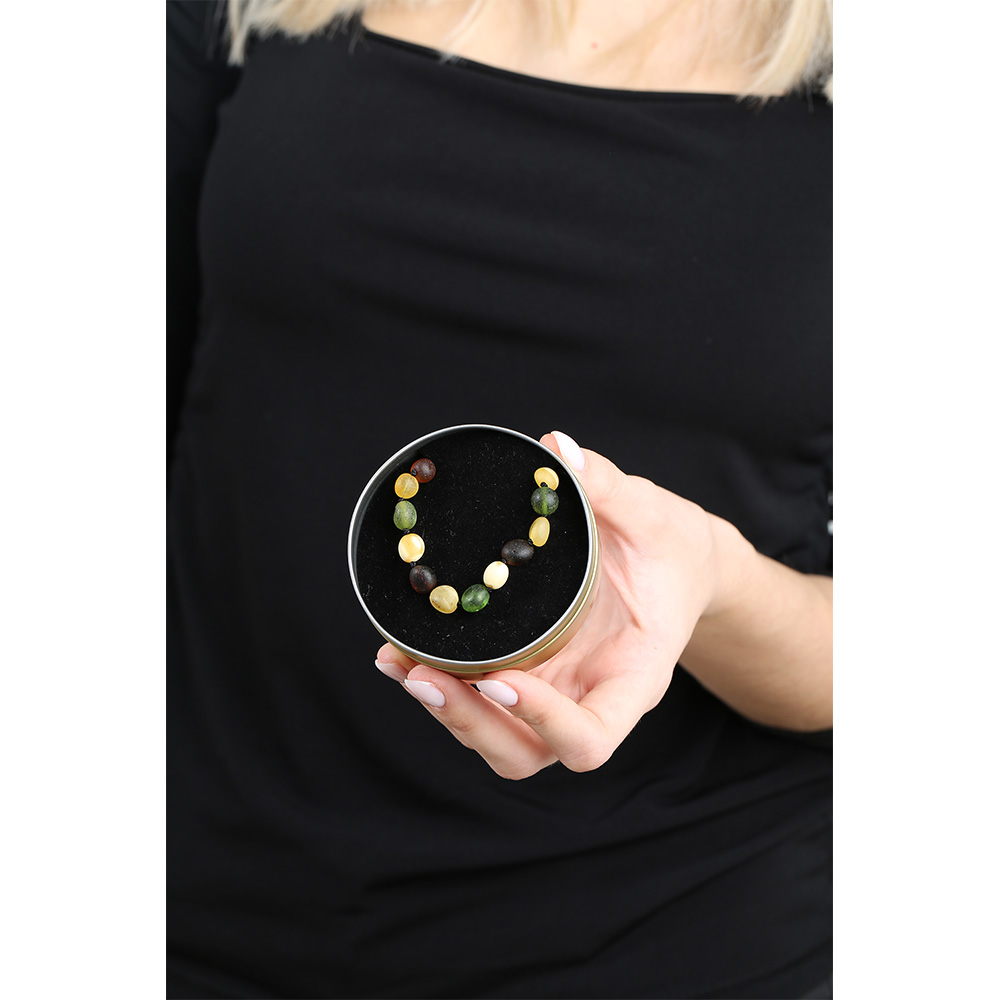 Mat Çok Renkli Şık Kutulu Özel Seri Naturel Damla Kehribar Taşlı Kadın Kolye - 4