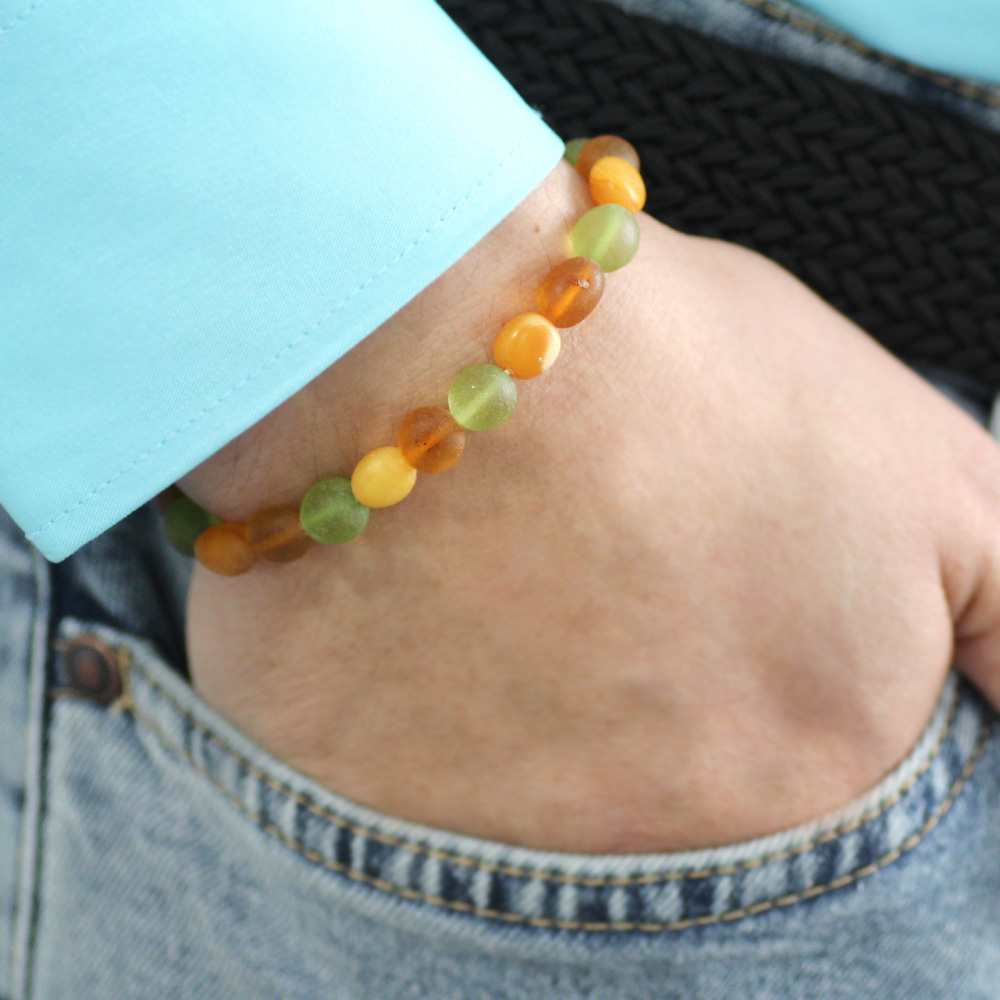 Mat Pastel Renk Natural Form Doğal Damla Kehribar Erkek Bileklik - 7