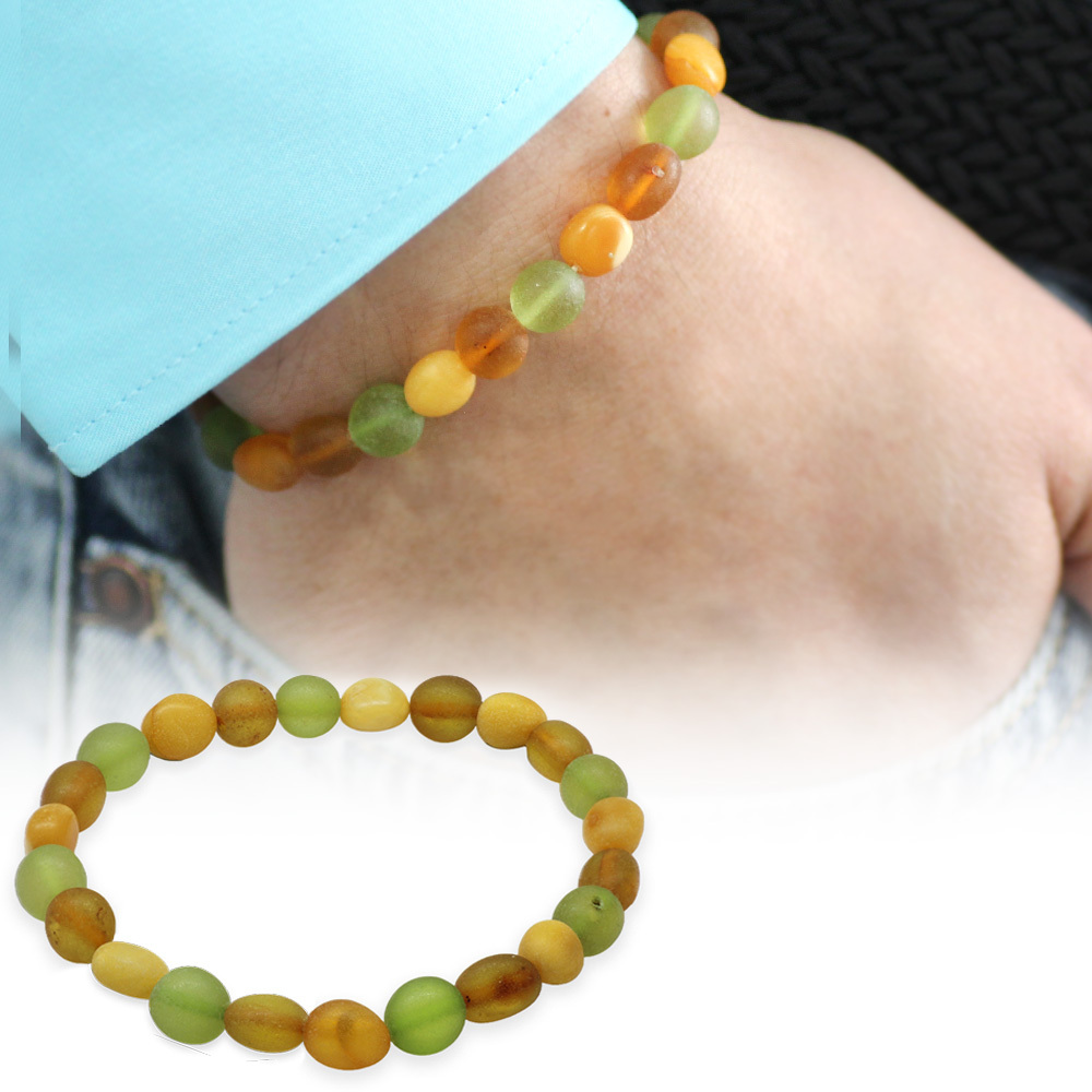 Mat Pastel Renk Natural Form Doğal Damla Kehribar Erkek Bileklik - 5