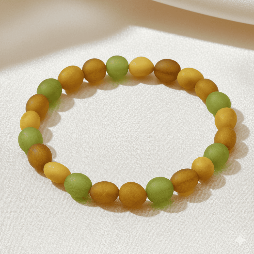 Mat Pastel Renk Natural Form Doğal Damla Kehribar Erkek Bileklik - 3