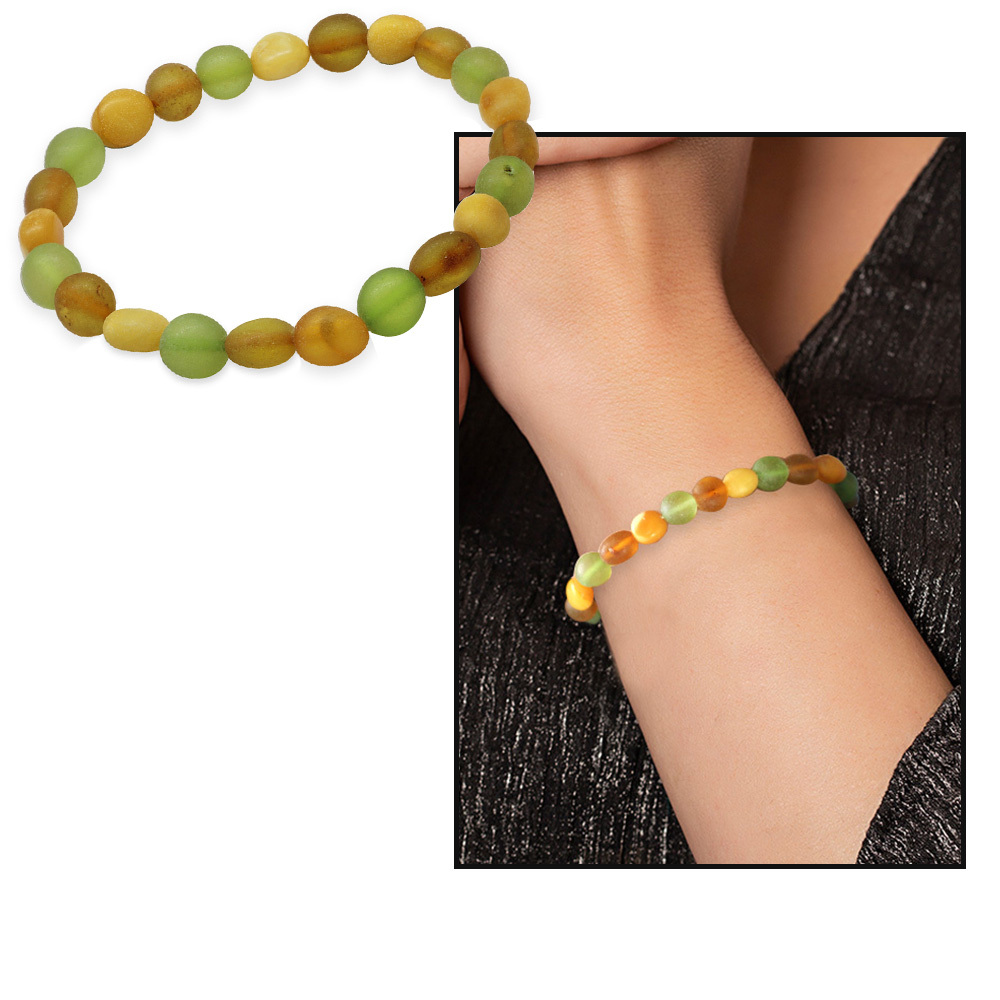 Mat Pastel Renk Natural Form Doğal Damla Kehribar Kadın Bileklik - 5