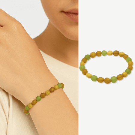 Mat Pastel Renk Natural Form Doğal Damla Kehribar Kadın Bileklik - Tesbihane