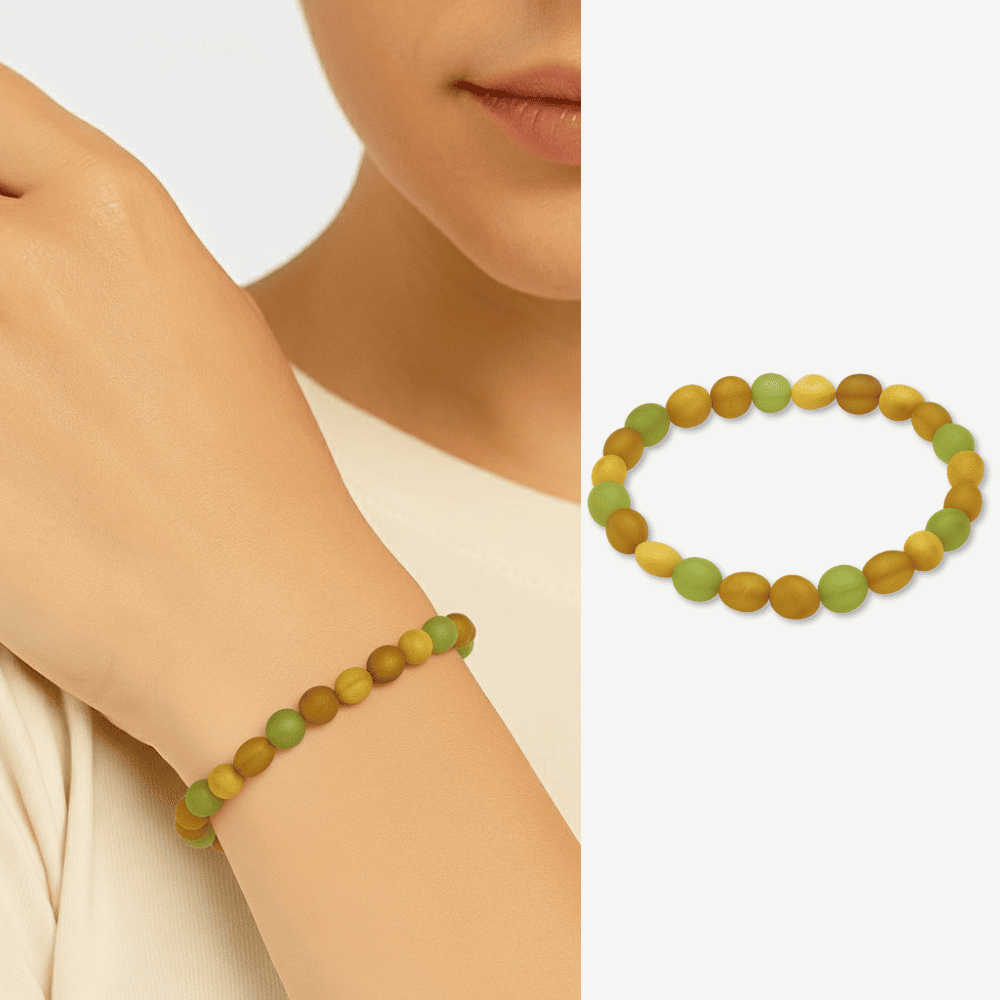 Mat Pastel Renk Natural Form Doğal Damla Kehribar Kadın Bileklik - 1