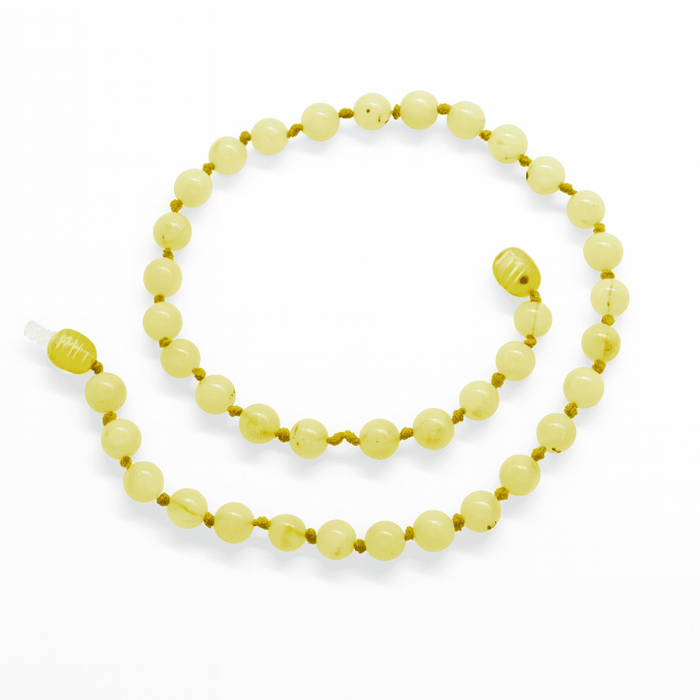 Mat Sarı Doğal Damla Kehribar Taşlı Bebek Diş Kolyesi - 3