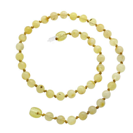 Mat Sarı Doğal Damla Kehribar Taşlı Mini Boy Bebek Diş Kolyesi - Tesbihane