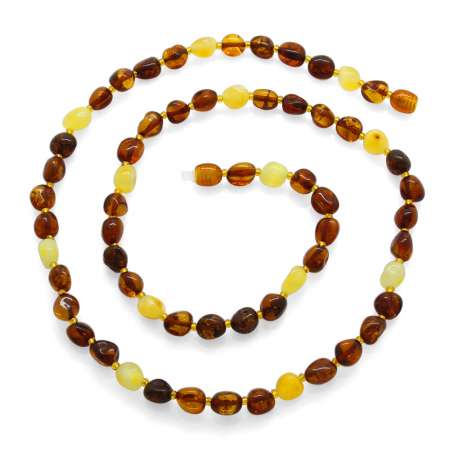 Bala Beyaz Renk Doğal Damla Kehribar Taşlı Bayan Kolye - Tesbihane