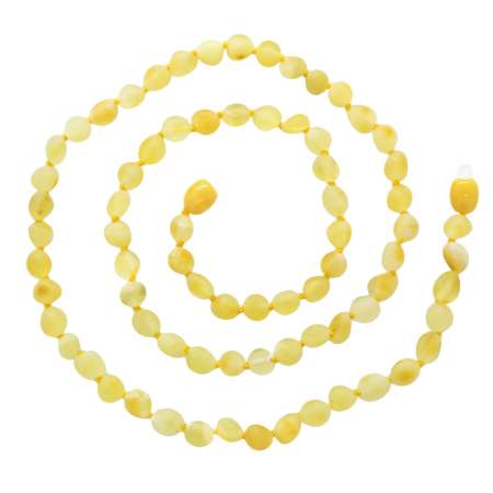 Mat Soft Sarı Renk Doğal Form Damla Kehribar Taşlı Kadın Kolye - Tesbihane