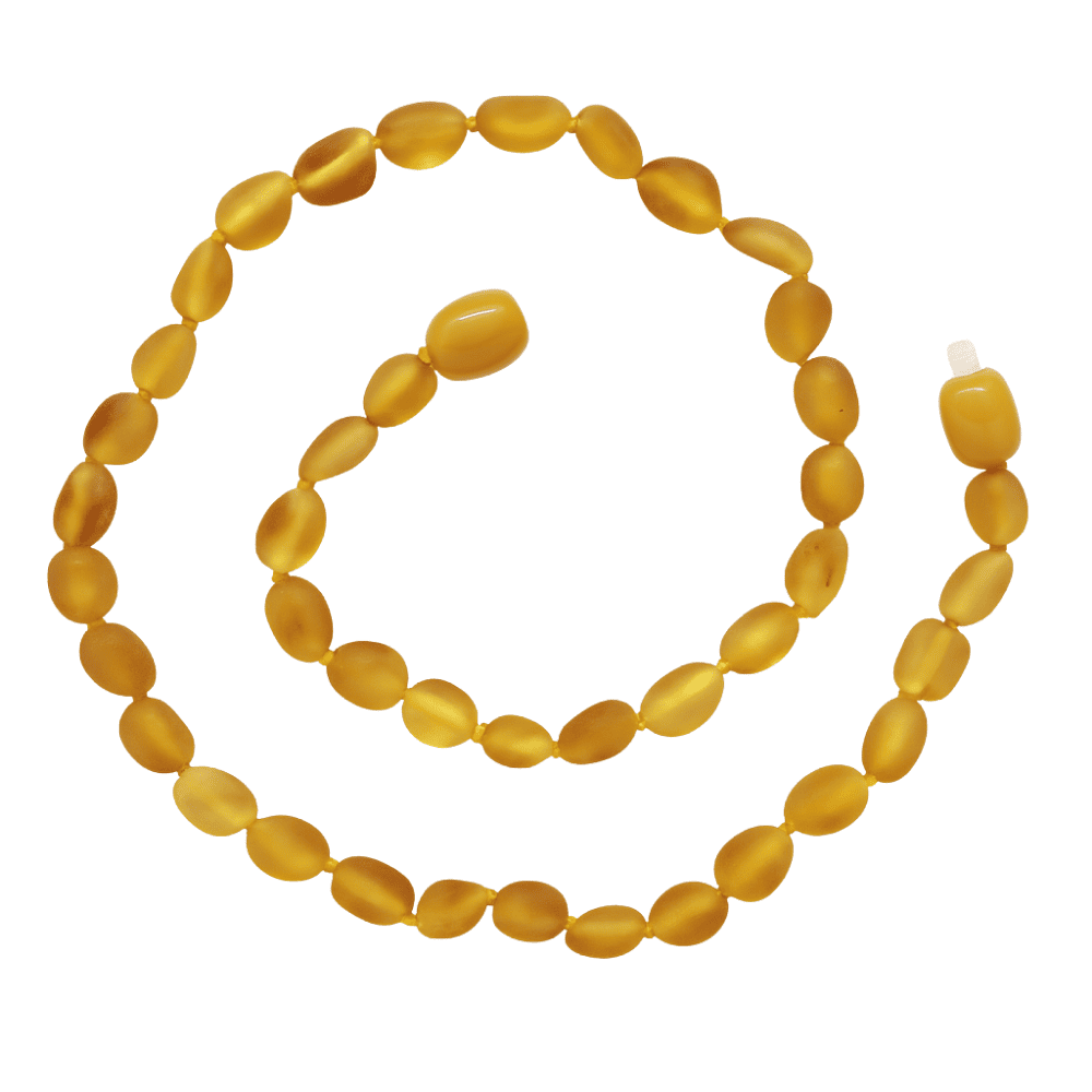 Mat Turuncu Renk Doğal Form Damla Kehribar Taşlı Bebek Diş Kolyesi - 3