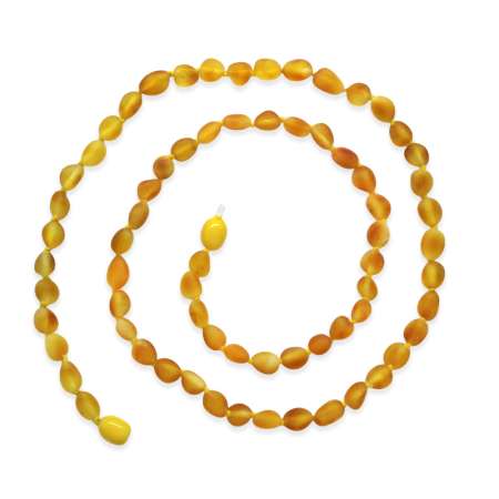 Mat Turuncu Renk Doğal Form Damla Kehribar Taşlı Kadın Kolye - Tesbihane