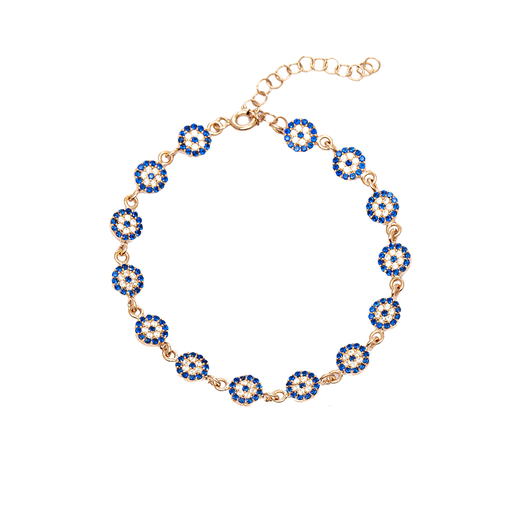 Mavi Beyaz Zirkon Taşlı Çiçek Model Zarif Tasarım Rose Renk 925 Ayar Gümüş Kadın Bileklik - 2