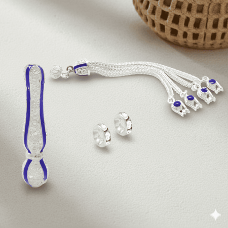 Mavi Mineli Alpaka Püskül Seti - Tesbihane