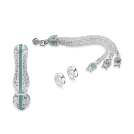 Mavi Mineli Alpaka Püskül Seti - Tesbihane