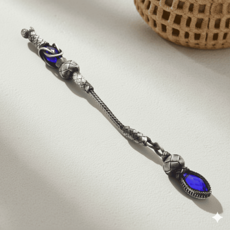 Mavi Zirkon Taşlı 1000 Ayar Gümüş Kazaz Püskül - Tesbihane