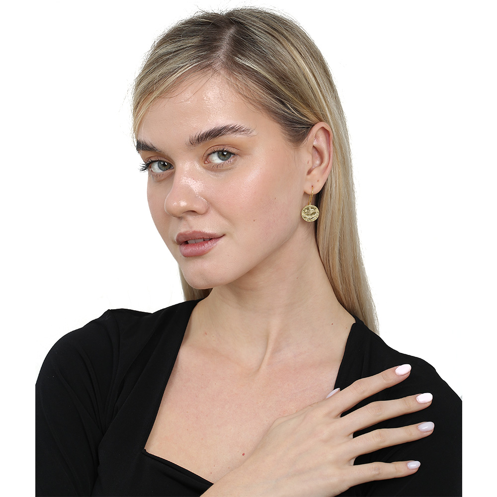 Mecidiye Tasarım Altın Renk 925 Ayar Gümüş Kadın Küpe - 2