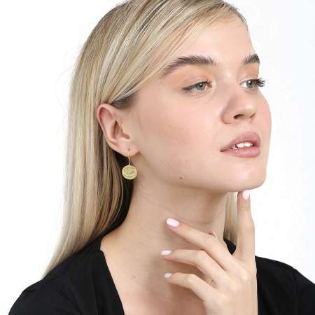 Mecidiye Tasarım Altın Renk 925 Ayar Gümüş Kadın Küpe - Tesbihane