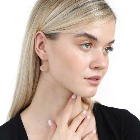 Mecidiye Tasarım Rose Renk 925 Ayar Gümüş Kadın Küpe - Tesbihane