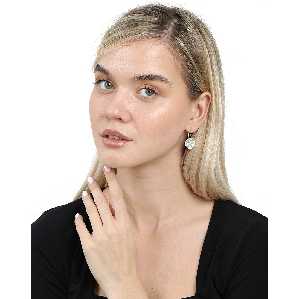 Mecidiye Tasarım Gümüş Renk 925 Ayar Gümüş Kadın Küpe - 2