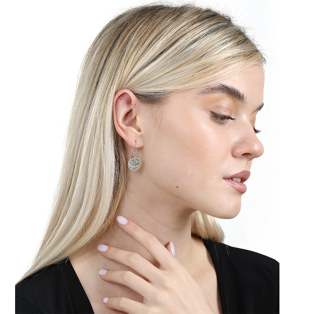 Mecidiye Tasarım Gümüş Renk 925 Ayar Gümüş Kadın Küpe - 1