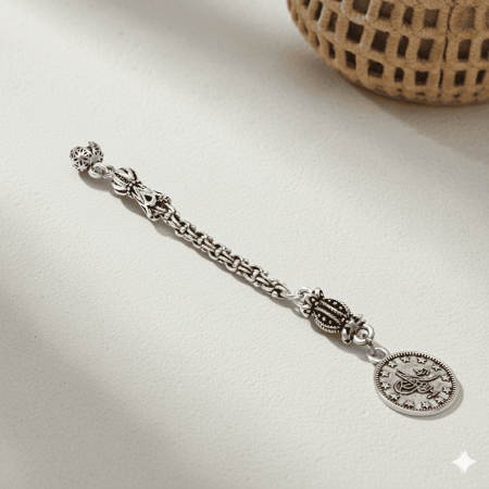 Mecidiye Temalı Arnavut Zincirli Tek Kamçılı Kararmaz Metal Püskül - Tesbihane