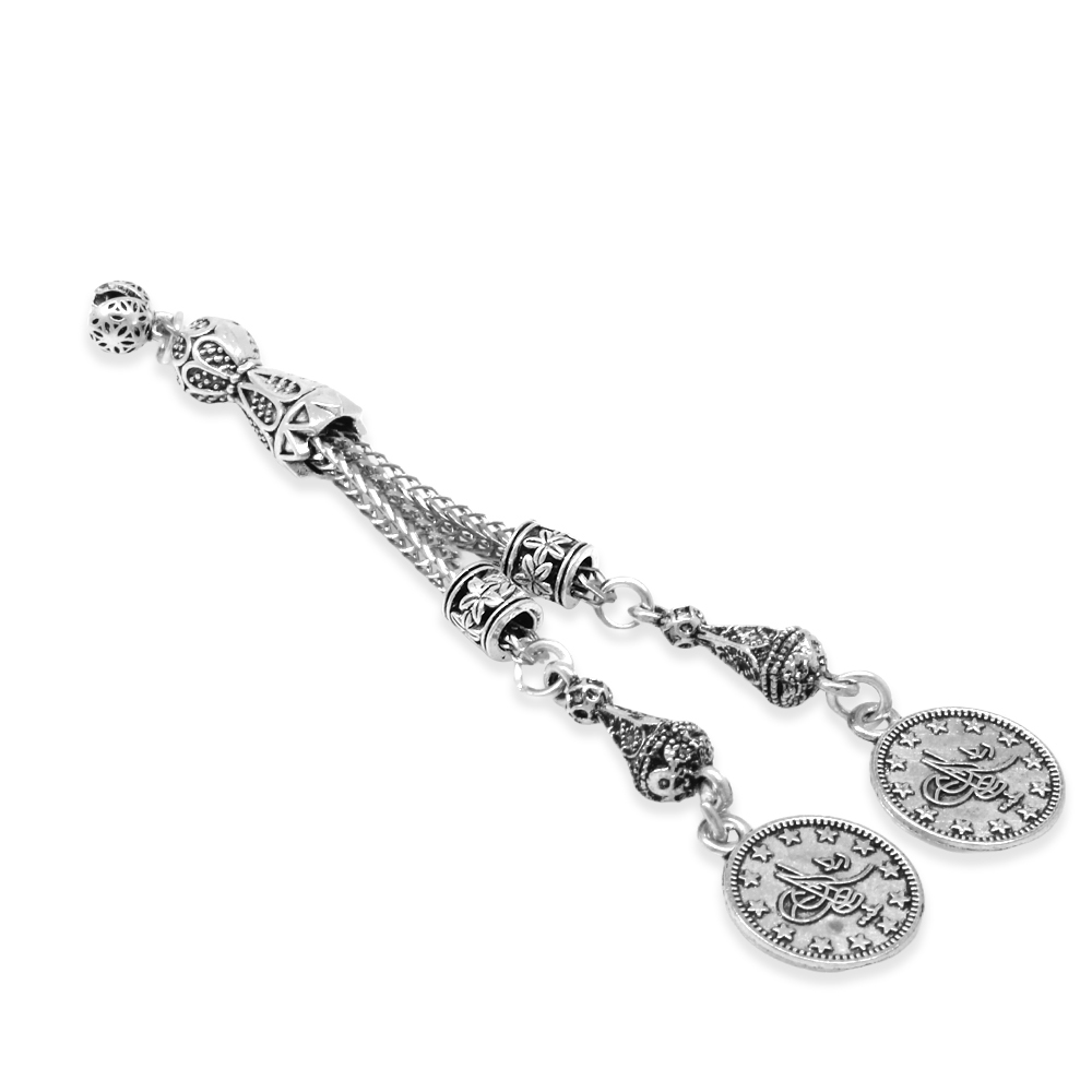 Mecidiye Temalı Foxtail Zincirli Çift Kamçılı Kararmaz Metal Püskül - 2