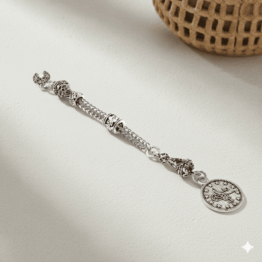 Mecidiye Temalı Foxtail Zincirli Tek Kamçılı Kararmaz Metal Püskül - 1