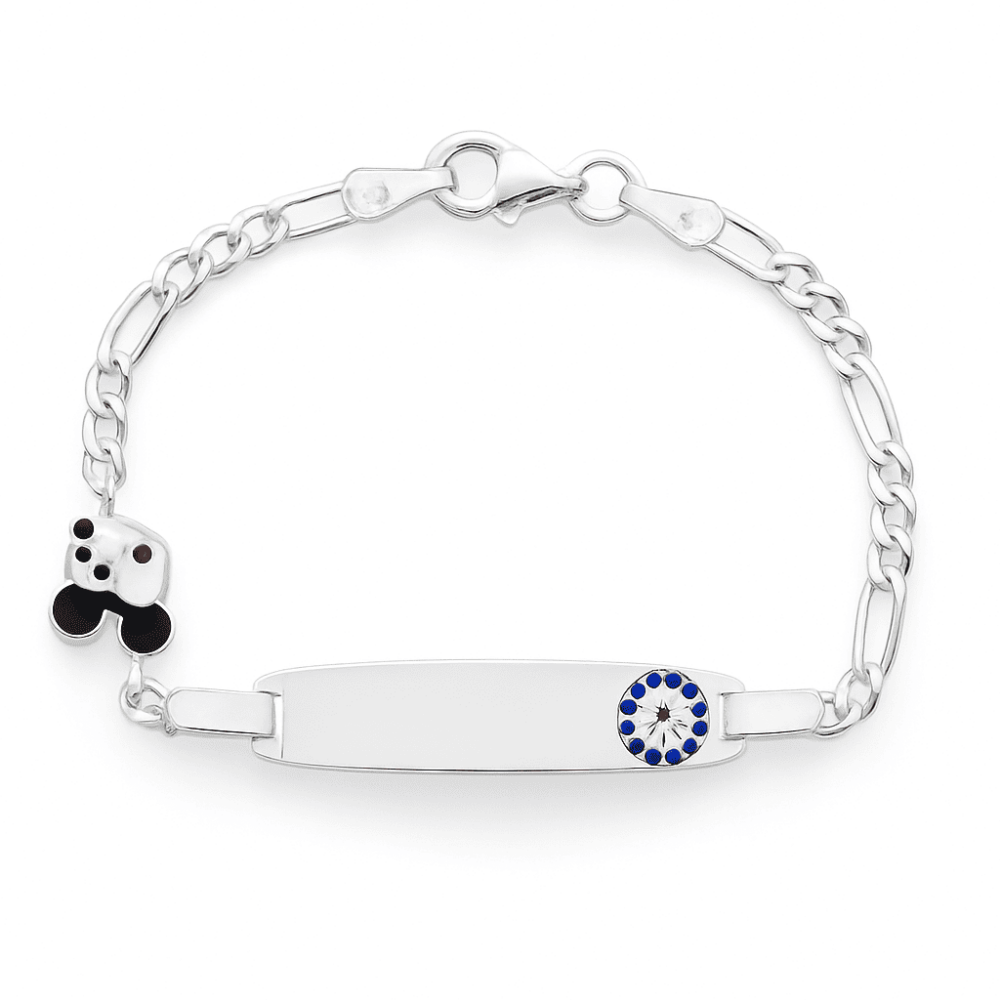 Mickey Mouse Detaylı 925 Ayar Gümüş Zincirli İsme Özel Yazılı Çocuk Bileklik - 4