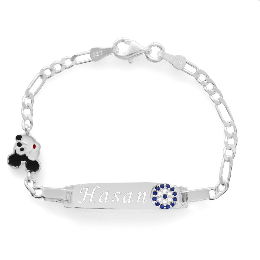 Mickey Mouse Detaylı 925 Ayar Gümüş Zincirli İsme Özel Yazılı Çocuk Bileklik - 6