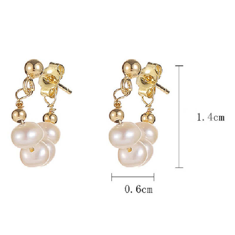 Metal Alaşım Üzeri Altın Kaplama Kadın İnci Küpe - 5