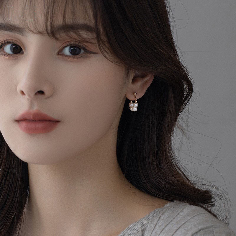 Metal Alaşım Üzeri Altın Kaplama Kadın İnci Küpe - 3