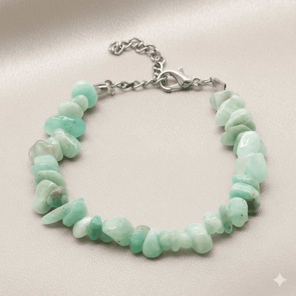 Metal Zincirli Natural Kesim Akuamarin Doğaltaş Kadın Bileklik - 3