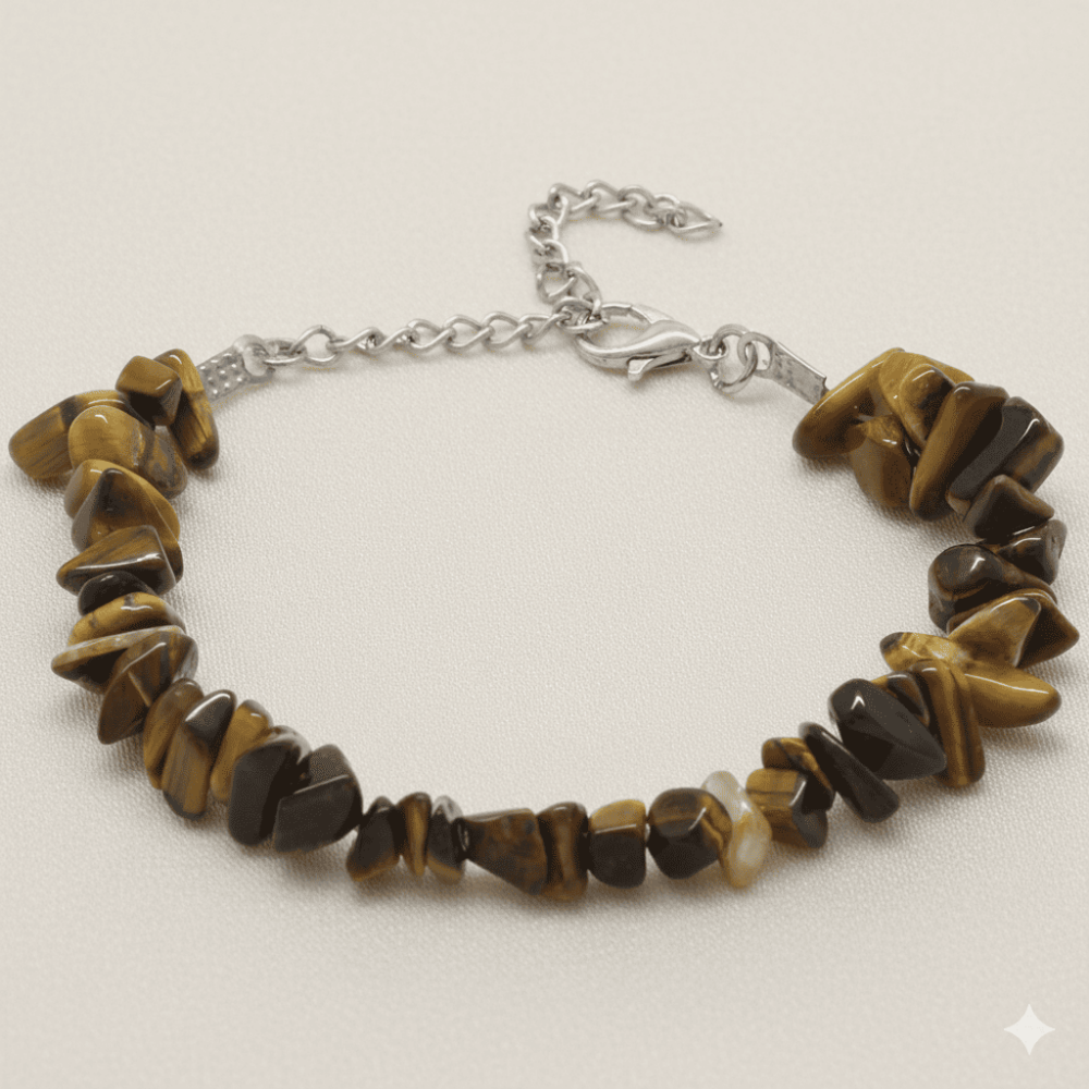 Metal Zincirli Natural Kesim Kaplan Gözü Doğaltaş Kadın Bileklik - 3