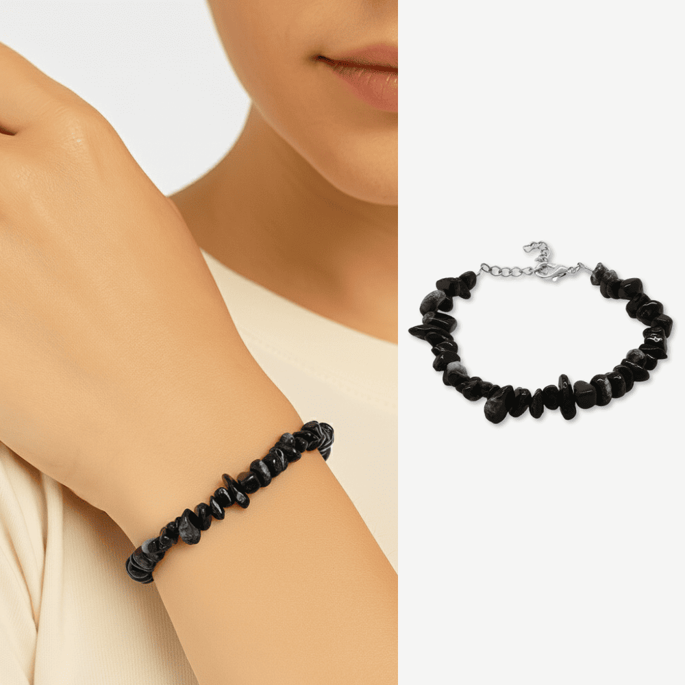 Metal Zincirli Natural Kesim Süleyman Akik Doğaltaş Kadın Bileklik - 1