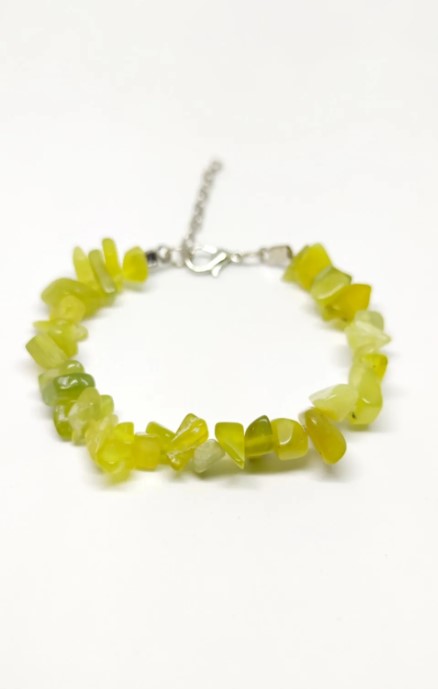 Metal Zincirli Natural Kesim Yeşim Taşı Doğaltaş Kadın Bileklik - 2