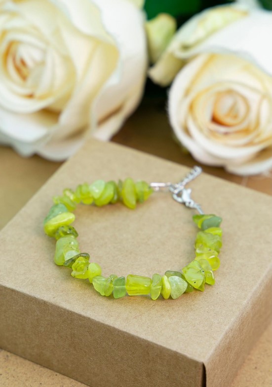 Metal Zincirli Natural Kesim Yeşim Taşı Doğaltaş Kadın Bileklik - 3