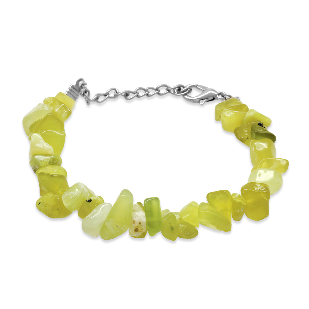 Metal Zincirli Natural Kesim Yeşim Taşı Doğaltaş Kadın Bileklik - 1