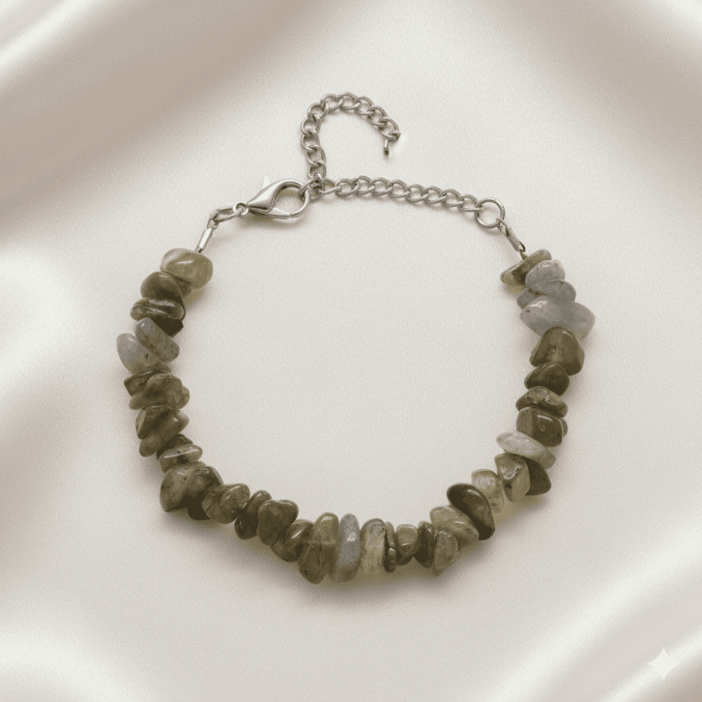 Metal Zincirli Natural Kesim Yosun Akik Doğaltaş Kadın Bileklik - 3