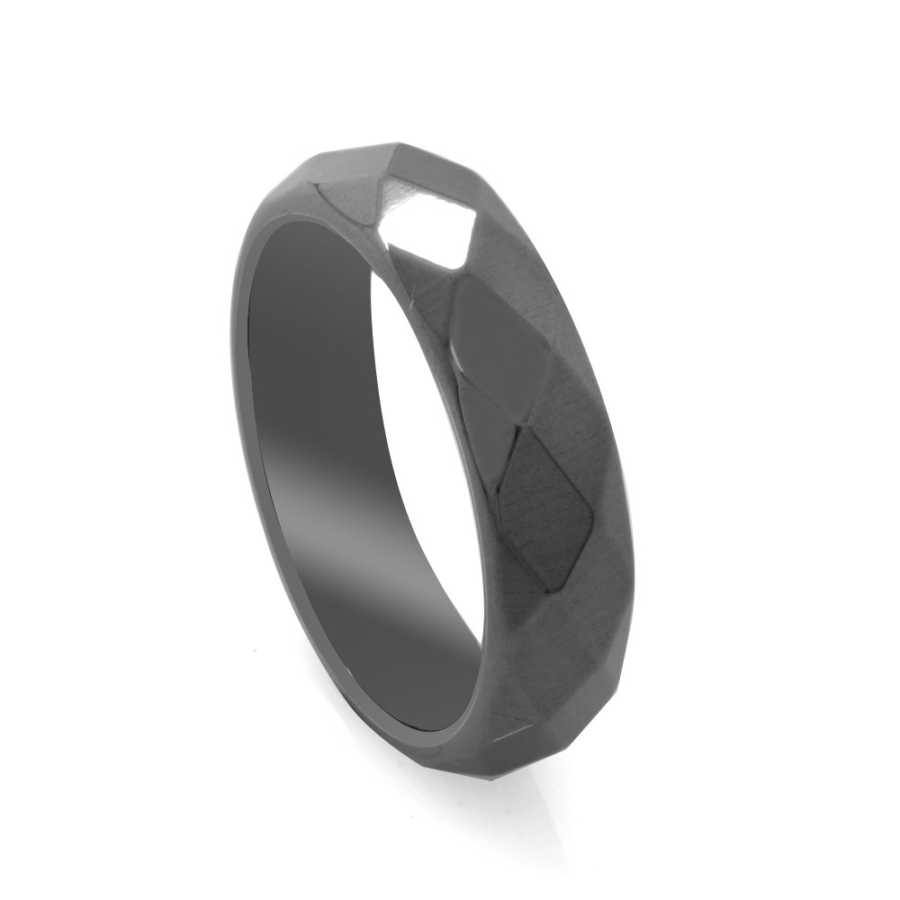 Metalik Gri Renkli Faset Kesim İnce Hematit Doğaltaş Kadın Yüzük 14 Ölçü - 4