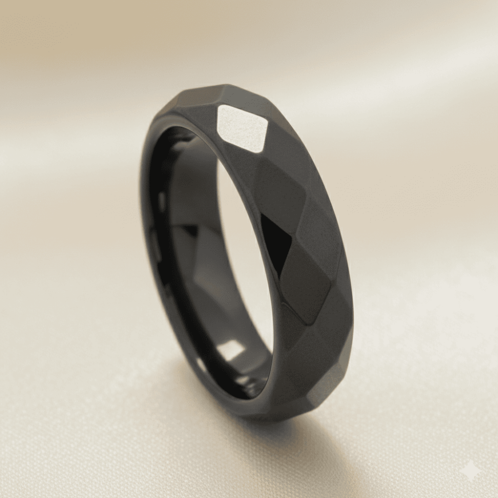 Metalik Gri Renkli Faset Kesim İnce Hematit Doğaltaş Kadın Yüzük 14 Ölçü - 3