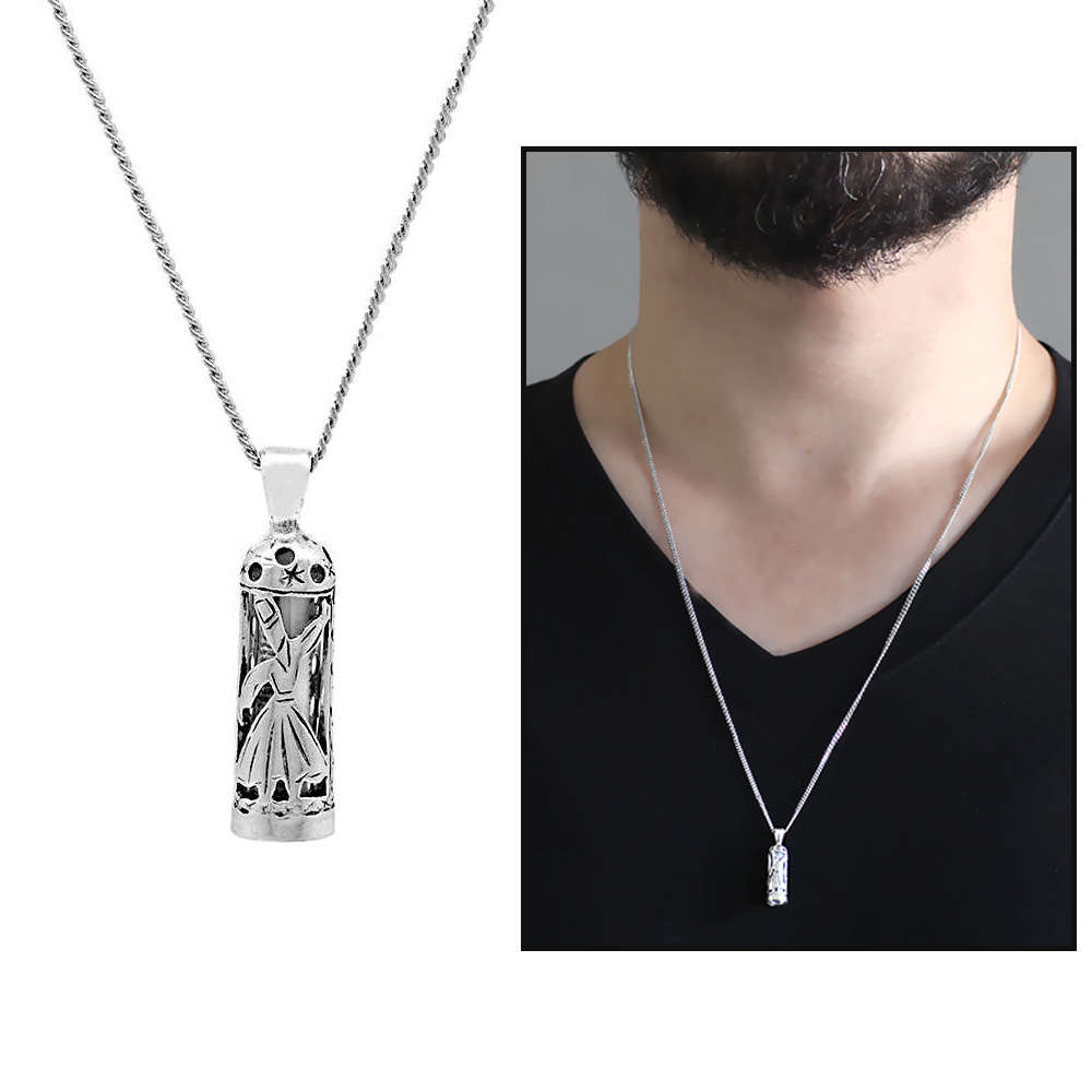 Mevlevi Tasarım 925 Ayar Gümüş Erkek Cevşen Kolye - 1